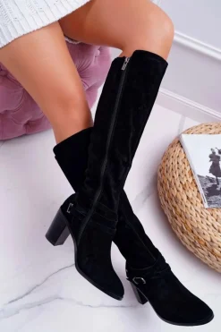 Clearance Big Star Shoes Kozaki Damskie Na Słupku Zamszowe Big Star EE274520