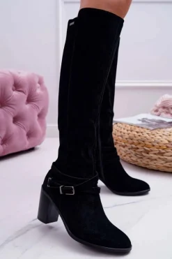 Clearance Big Star Shoes Kozaki Damskie Na Słupku Zamszowe Big Star EE274520