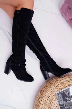 Clearance Big Star Shoes Kozaki Damskie Na Słupku Zamszowe Big Star EE274520