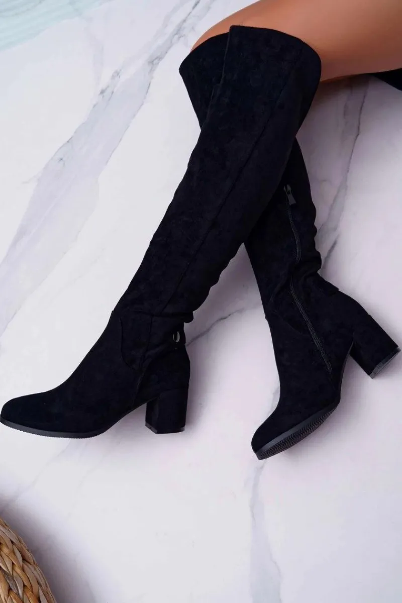 Online Buty damskie Vinceza Kozaki Damskie Na Słupku Zamszowe Czarne Torgos