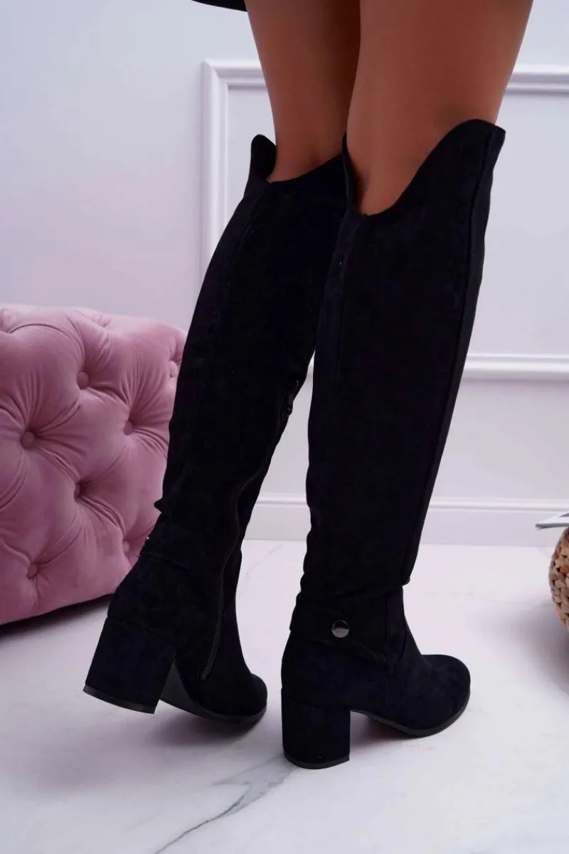 Online Buty damskie Vinceza Kozaki Damskie Na Słupku Zamszowe Czarne Torgos