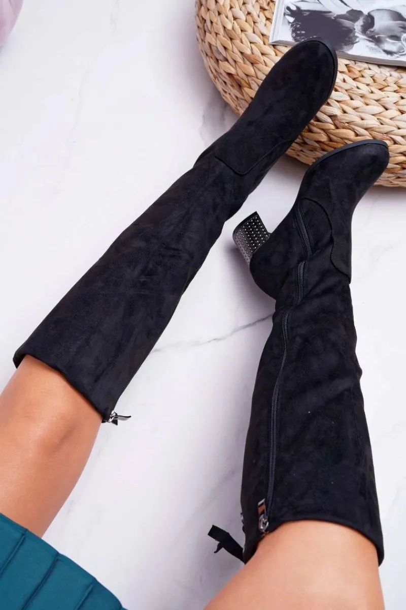 New Kozaki Damskie Na Słupku Zamszowe Ocieplane Yonas Damskie Kozaki Na Obcasie|Kozaki Zamszowe