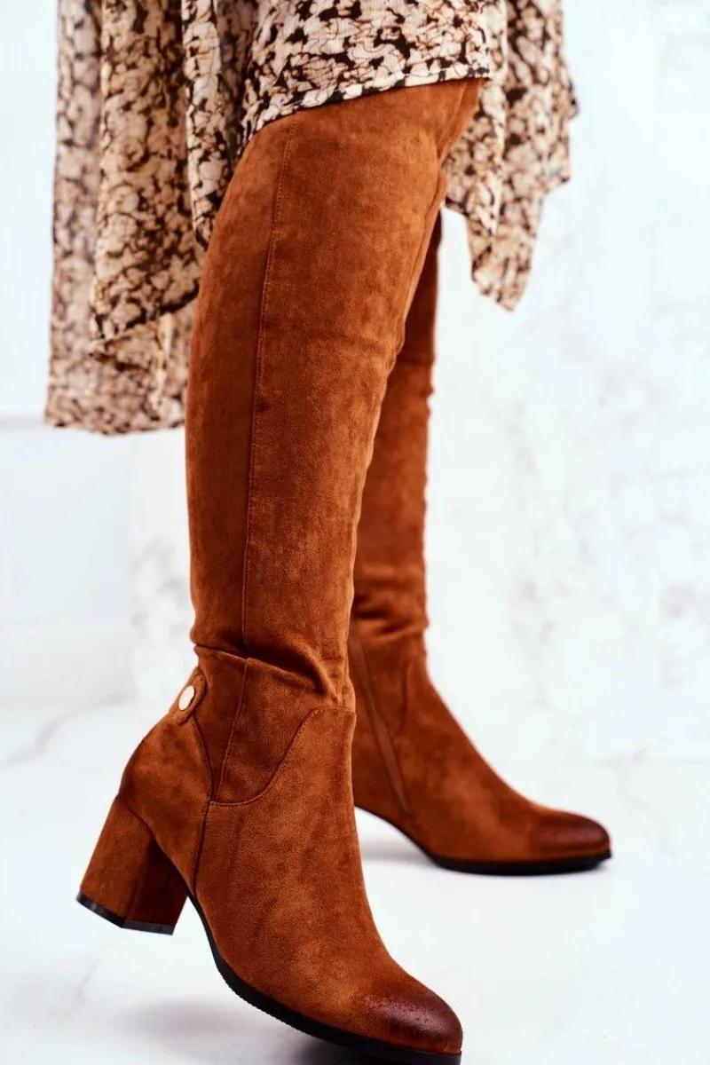 Kozaki Na Obcasie|Kozaki Zamszowe>Buty damskie Vinceza Kozaki Damskie Na Słupku Zamszowe Camel Torgos