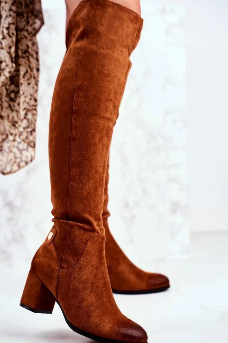 Kozaki Na Obcasie|Kozaki Zamszowe>Buty damskie Vinceza Kozaki Damskie Na Słupku Zamszowe Camel Torgos