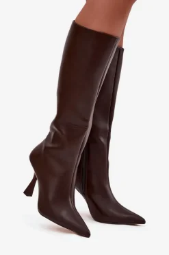 Kozaki Ocieplane|Kozaki Na Szpilce></noscript>Boto Kozaki Damskie Na Szpilce Przed Kolano Czekoladowe Vionette