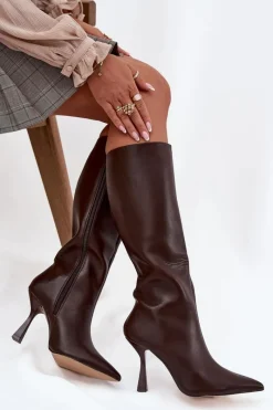 Kozaki Ocieplane|Kozaki Na Szpilce></noscript>Boto Kozaki Damskie Na Szpilce Przed Kolano Czekoladowe Vionette