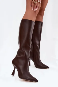 Kozaki Ocieplane|Kozaki Na Szpilce></noscript>Boto Kozaki Damskie Na Szpilce Przed Kolano Czekoladowe Vionette