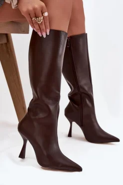 Kozaki Ocieplane|Kozaki Na Szpilce></noscript>Boto Kozaki Damskie Na Szpilce Przed Kolano Czekoladowe Vionette