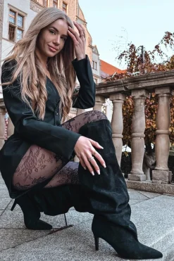 Clearance Boto Kozaki Damskie Na Szpilce Wsuwane Czarne Mavilla Czarny