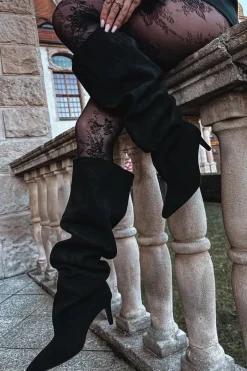 Clearance Boto Kozaki Damskie Na Szpilce Wsuwane Czarne Mavilla Czarny