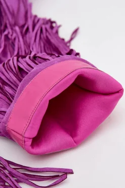 Outlet Boto Kozaki Damskie Na Szpilce Z Frędzlami Fioletowe Isalune Fioletowy