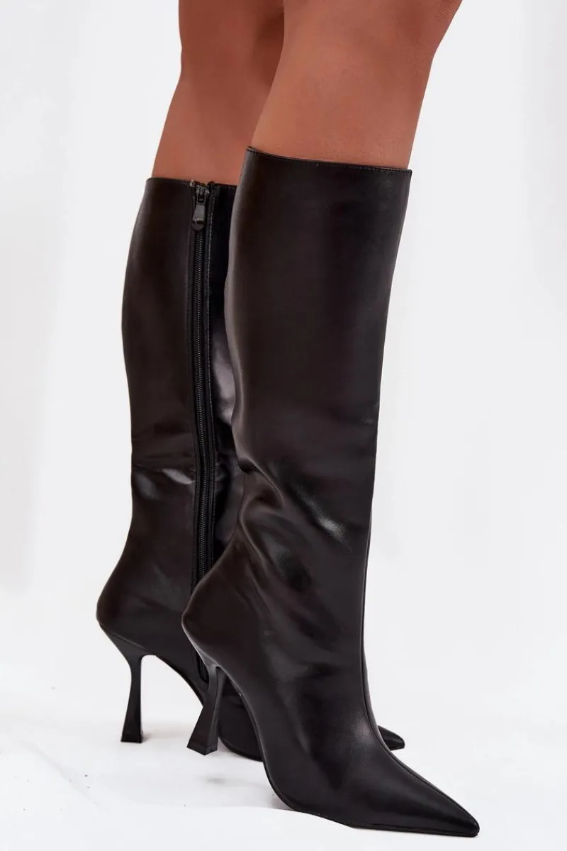 Clearance Kozaki Damskie Na Szpilce Przed Kolano Czarne Vionette Damskie Kozaki Ocieplane|Kozaki Na Szpilce