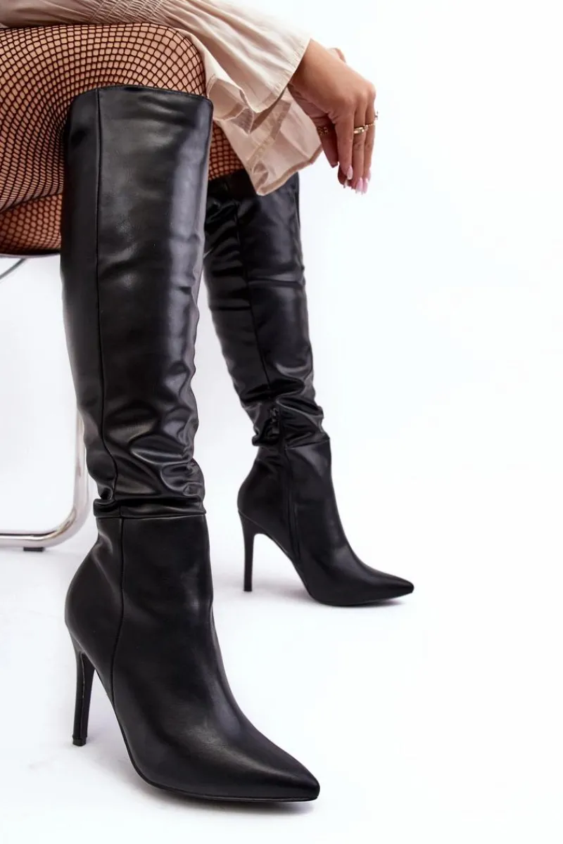Best Kozaki Damskie Na Szpilce Czarne Sirenpha Damskie Kozaki Na Obcasie