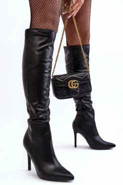 Best Kozaki Damskie Na Szpilce Czarne Sirenpha Damskie Kozaki Na Obcasie