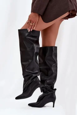 Kozaki Ocieplane|Muszkieterki></noscript>Boto Kozaki Damskie Na Szpilce Wsuwane Czarne Mavilla