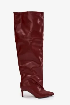 Boto Kozaki Damskie Na Szpilce Wsuwane Bordowe Mavilla