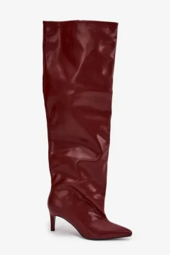 Boto Kozaki Damskie Na Szpilce Wsuwane Bordowe Mavilla