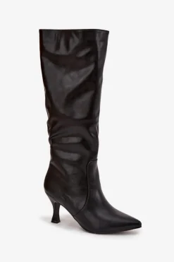 Best Boto Kozaki Damskie Na Szpilce Z Eko Skóry Czarne Karella