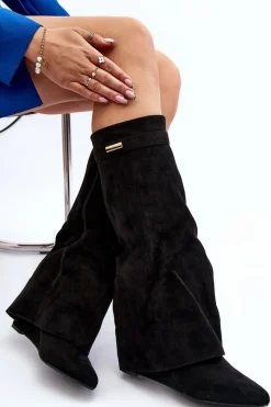 Outlet Kozaki Damskie Na Ukrytym Koturnie Czarne Pattia Damskie Kozaki Wiosenne|Kozaki Na Koturnie