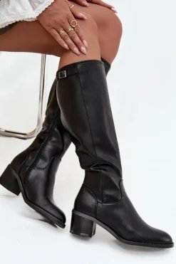 Online Buty damskie Vinceza Kozaki Damskie Ocieplane Na Obcasie Z Klamrą Vinceza 58589 Czarne Czarny