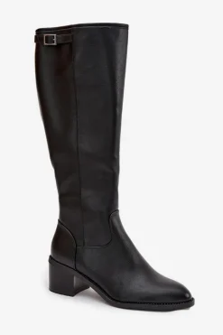 Online Buty damskie Vinceza Kozaki Damskie Ocieplane Na Obcasie Z Klamrą Vinceza 58589 Czarne Czarny