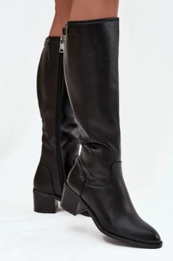 Online Buty damskie Vinceza Kozaki Damskie Ocieplane Na Obcasie Z Klamrą Vinceza 58589 Czarne Czarny