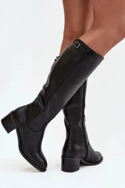 Online Buty damskie Vinceza Kozaki Damskie Ocieplane Na Obcasie Z Klamrą Vinceza 58589 Czarne Czarny