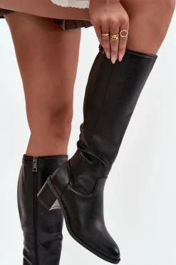 Online Buty damskie Vinceza Kozaki Damskie Ocieplane Na Obcasie Z Klamrą Vinceza 58589 Czarne Czarny