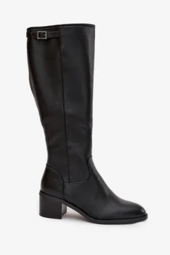 Online Buty damskie Vinceza Kozaki Damskie Ocieplane Na Obcasie Z Klamrą Vinceza 58589 Czarne Czarny