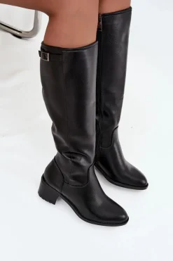 Online Buty damskie Vinceza Kozaki Damskie Ocieplane Na Obcasie Z Klamrą Vinceza 58589 Czarne Czarny