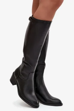 Online Buty damskie Vinceza Kozaki Damskie Ocieplane Na Obcasie Z Klamrą Vinceza 58589 Czarne Czarny