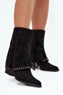 Buty damskie Vinceza Kozaki Damskie Ocieplane Z Wywiniętą Cholewką Vinceza 16516 Czarne Czarny