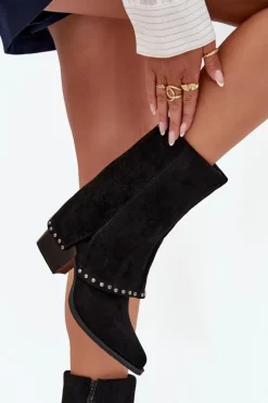 Buty damskie Vinceza Kozaki Damskie Ocieplane Z Wywiniętą Cholewką Vinceza 16516 Czarne Czarny