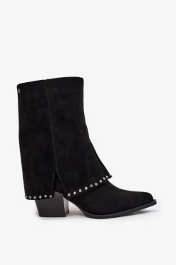 Buty damskie Vinceza Kozaki Damskie Ocieplane Z Wywiniętą Cholewką Vinceza 16516 Czarne Czarny