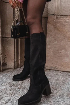 Best Boto Kozaki Damskie Ocieplane Na Masywnym Słupku Czarne Sanelle Czarny