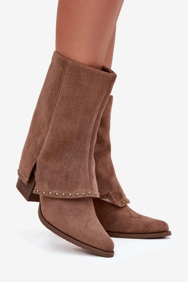 Kozaki Na Słupku|Kozaki Z Wywiniętą Cholewką>Buty damskie Vinceza Kozaki Damskie Ocieplane Z Wywiniętą Cholewką Vinceza 16516 Beżowe Beżowy