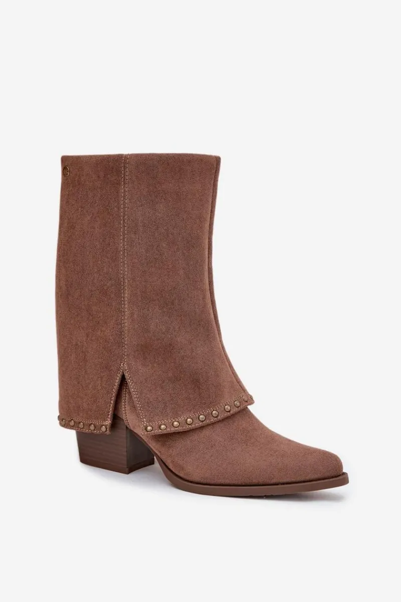 Kozaki Na Słupku|Kozaki Z Wywiniętą Cholewką>Buty damskie Vinceza Kozaki Damskie Ocieplane Z Wywiniętą Cholewką Vinceza 16516 Beżowe Beżowy