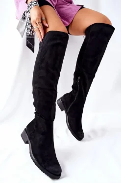 Clearance Kozaki Damskie Płaskie Zamszowe Czarne Ardmore Damskie Kozaki Wiosenne|Kozaki Na Obcasie