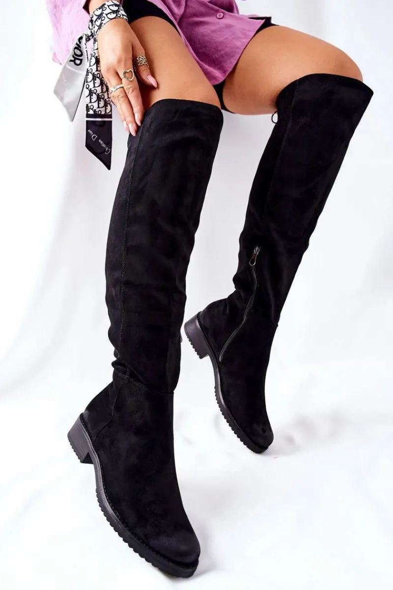 Clearance Kozaki Damskie Płaskie Zamszowe Czarne Ardmore Damskie Kozaki Wiosenne|Kozaki Na Obcasie