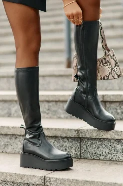 Best Buty damskie Vinceza Kozaki Damskie Przed Kolano Na Platformie I Koturnie Vinceza 58342 Czarne