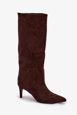 Kozaki Ocieplane|Kozaki Na Szpilce></noscript>Boto Kozaki Damskie Wsuwane Ocieplane Na Szpilce Czekoladowe Olivienne Brązowy