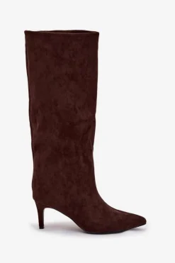 Kozaki Ocieplane|Kozaki Na Szpilce></noscript>Boto Kozaki Damskie Wsuwane Ocieplane Na Szpilce Czekoladowe Olivienne Brązowy