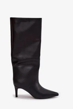 Kozaki Ocieplane|Kozaki Na Szpilce></noscript>Boto Kozaki Damskie Wsuwane Ocieplane Na Szpilce Czarne Olivienne Czarny