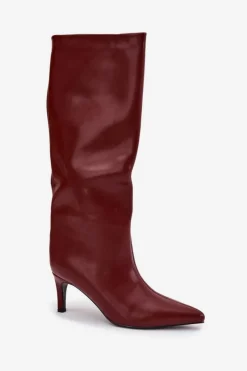 Online Kozaki Damskie Wsuwane Ocieplane Na Szpilce Bordowe Olivienne Damskie Kozaki Ocieplane|Kozaki Na Szpilce