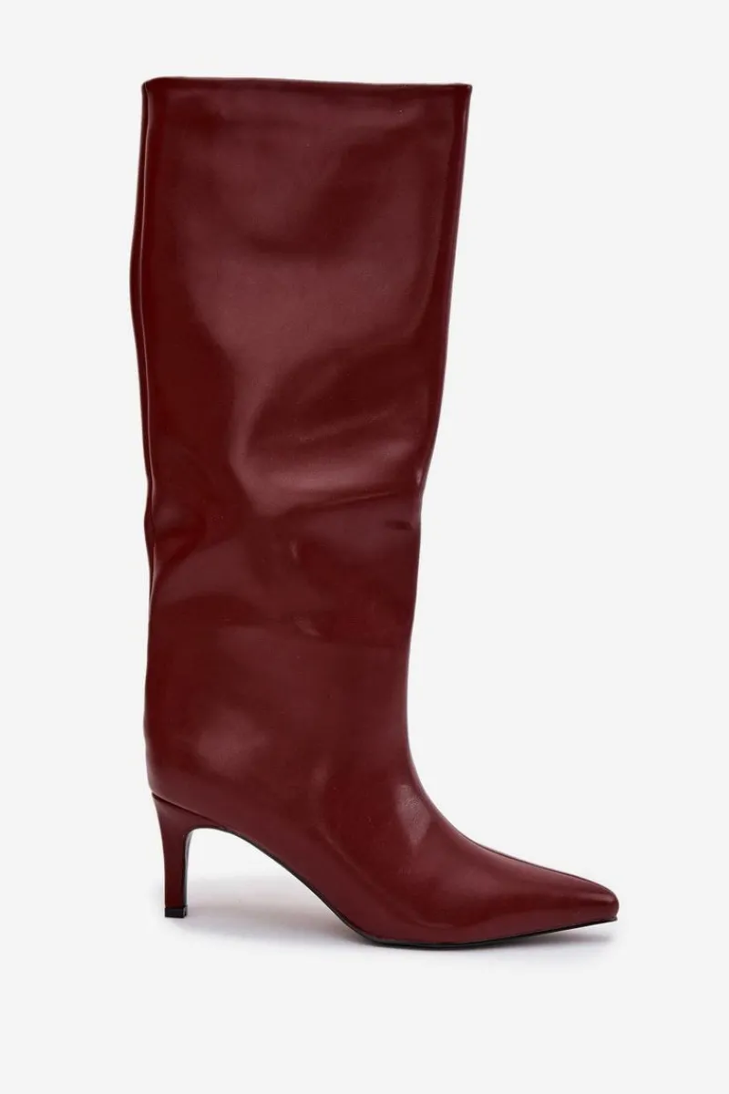 Online Kozaki Damskie Wsuwane Ocieplane Na Szpilce Bordowe Olivienne Damskie Kozaki Ocieplane|Kozaki Na Szpilce