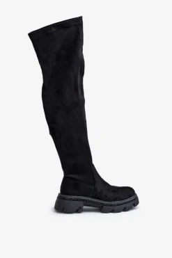 New Kozaki Damskie Za Kolano Eko Zamszowe Czarne Irithalla Damskie Muszkieterki|Kozaki Za Kolano