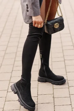 New Kozaki Damskie Za Kolano Eko Zamszowe Czarne Irithalla Damskie Muszkieterki|Kozaki Za Kolano