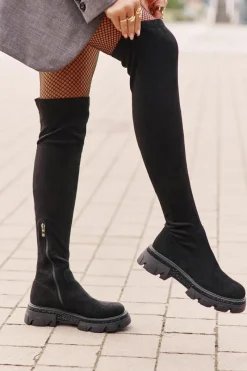 New Kozaki Damskie Za Kolano Eko Zamszowe Czarne Irithalla Damskie Muszkieterki|Kozaki Za Kolano