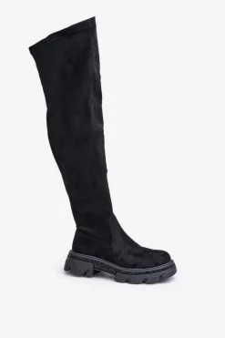 New Kozaki Damskie Za Kolano Eko Zamszowe Czarne Irithalla Damskie Muszkieterki|Kozaki Za Kolano