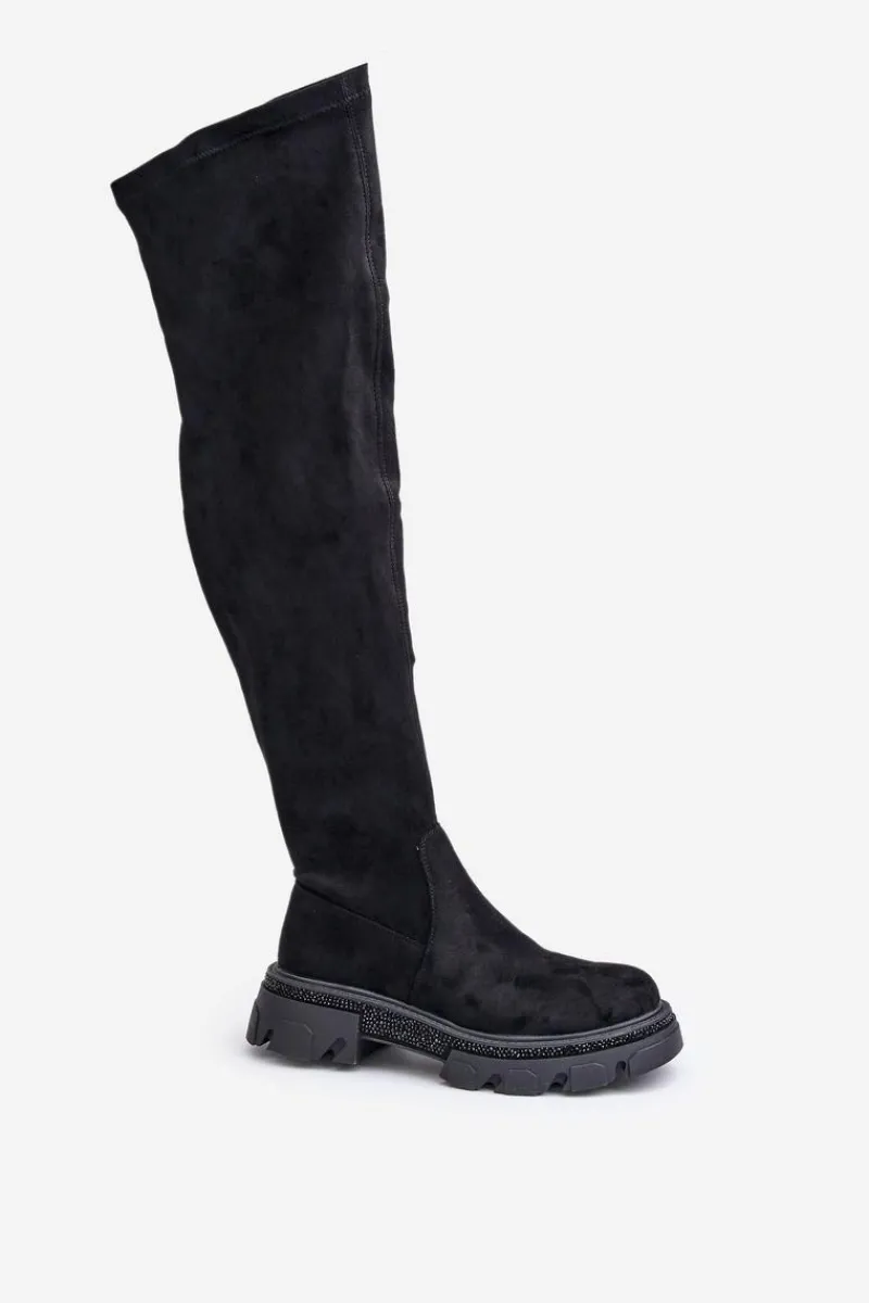 New Kozaki Damskie Za Kolano Eko Zamszowe Czarne Irithalla Damskie Muszkieterki|Kozaki Za Kolano